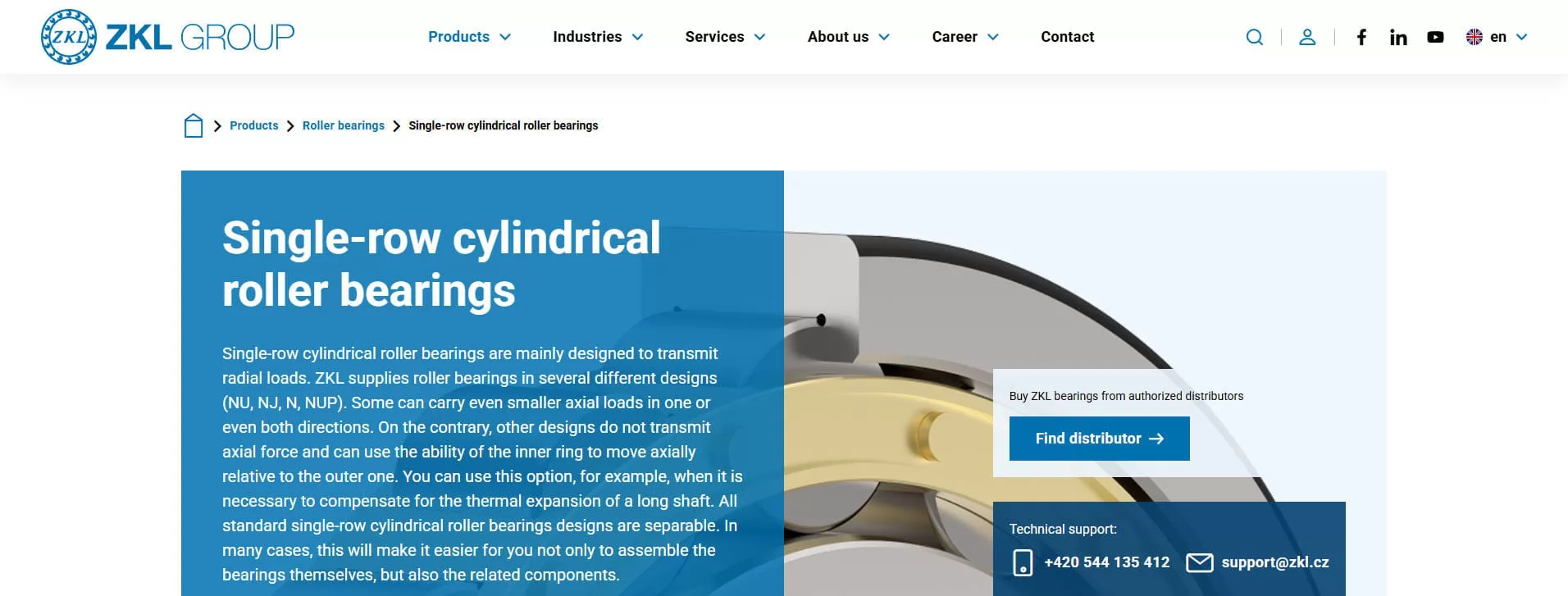ZKL cylindrical roller bearing manufacturer Czech Republic Europe