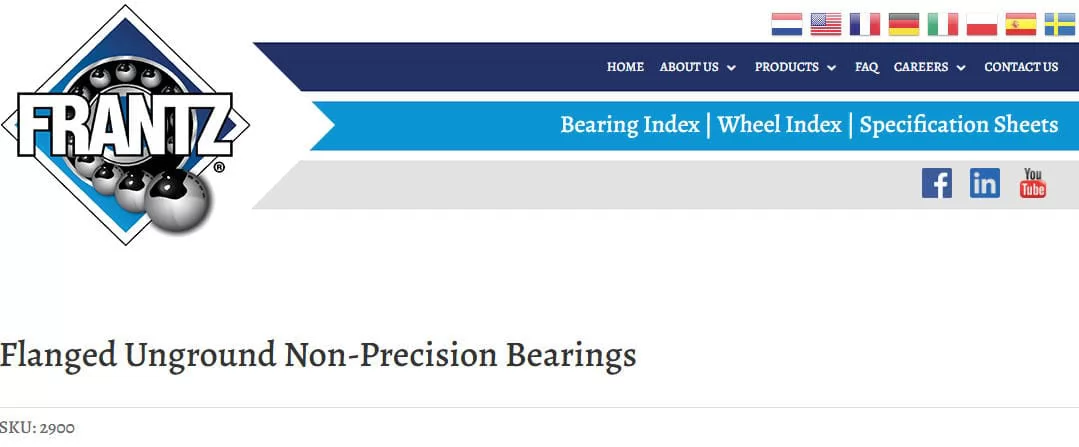 Frantz Manufacturing Flanged Unground Non-Precision Conveyor Bearings