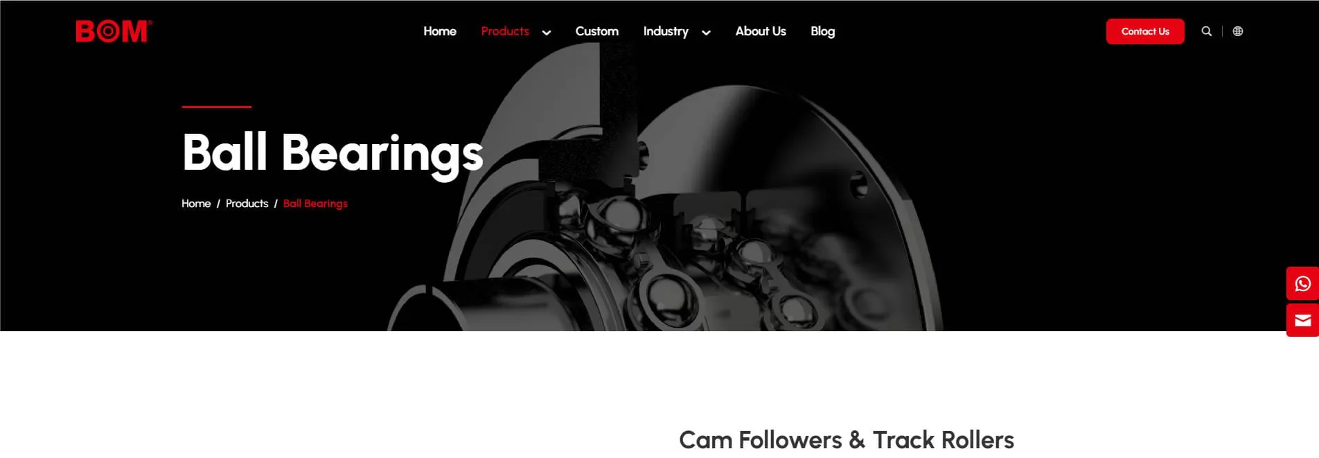 BOM Bearing China Track Roller Bearing Manufacturer and Supplier