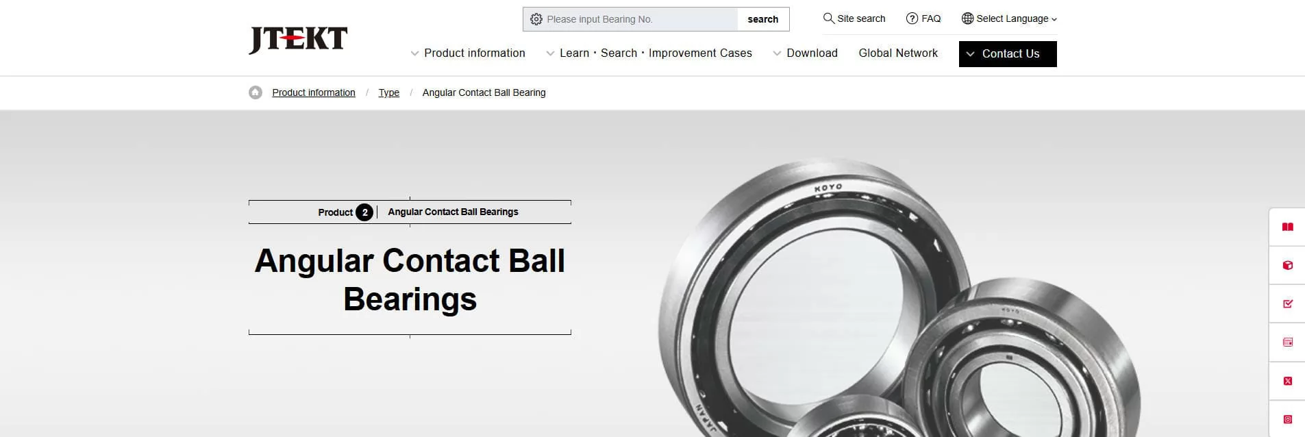 Koyo JTEKT angular contact ball bearing factory