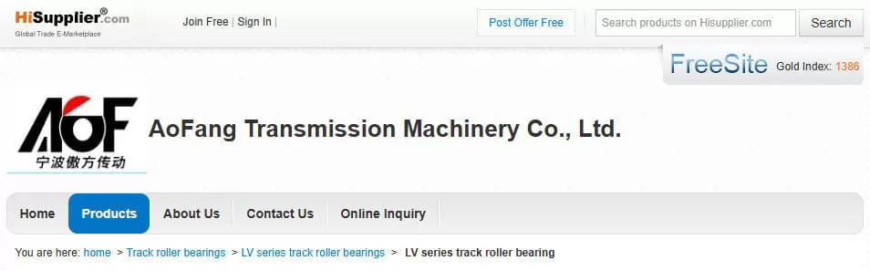 AOF Bearing China Track Roller Bearing Manufacturer